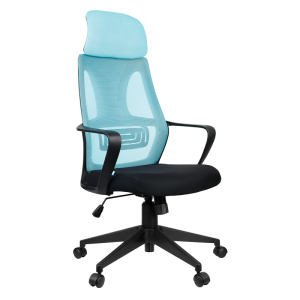 Кресло руководителя Helmi HL-E37 "Wind", ткань черная/бирюзовая. 323023 ― Кнопкару. Саранск