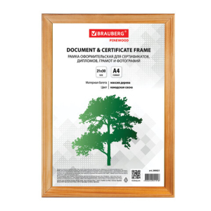 Рамка 21х30 см, дерево, багет 18 мм, BRAUBERG "HIT", канадская сосна, стекло. 390021 ― Кнопкару. Саранск