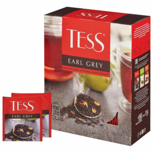 Чай TESS "Earl Grey" черный с бергамотом с цедрой лимона, 100 пакетиков в конвертах по 1,8 г, 1251-09, 621965 ― Кнопкару. Саранск