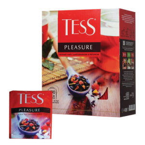 Чай TESS "Pleasure" черный с шиповником, яблоком, лимонным сорго, 100 пакетиков в конвертах по 1,5 г, 0919-09. 621034 ― Кнопкару. Саранск
