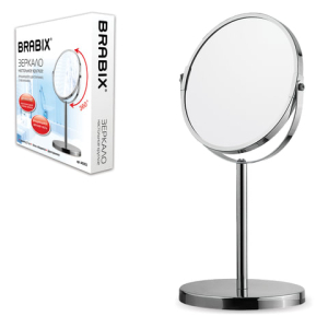 Зеркало косметическое настольное круглое, диаметр 17 см, двустороннее с увеличением, BRABIX. 602852 ― Кнопкару. Саранск