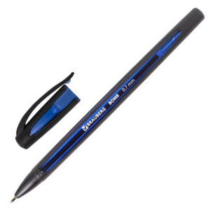 Ручка шариковая масляная BRAUBERG "BOMB GT", СИНЯЯ, прорезиненный сине-черный корпус, узел 0,7 мм, линия письма 0,35 мм. 143345 ― Кнопкару. Саранск