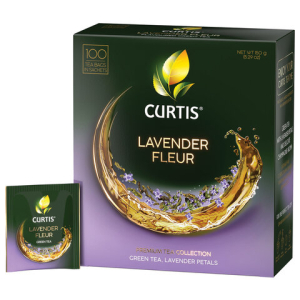 Чай CURTIS "Lavender Fleur" зеленый c лавандой, лепестками роз, 100 пакетиков в конвертах по 1,7 г, 102560. 623398 ― Кнопкару. Саранск