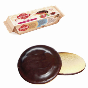 Печенье ЯШКИНО "Клубника", сдобное, с бисквитом, джемом и шоколадной глазурью, 137 г, ЯП208. 620971 ― Кнопкару. Саранск