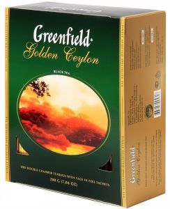 Чай Greenfield "Golden Ceylon", черный, 100 фольг. пакетиков по 2г. 0581-09, 159086 ― Кнопкару. Саранск