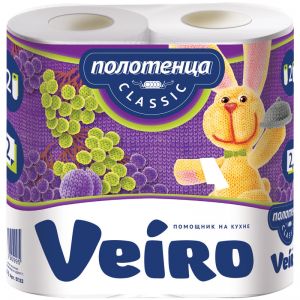 Полотенца бумажные в рулонах Veiro "Classic", 2-слойные, 12,5м/рул., тиснение, белые, 2шт. 5П22, 123212 ― Кнопкару. Саранск
