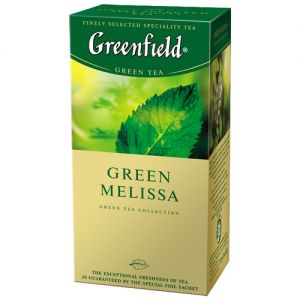 Чай Greenfield "Green Melissa", зеленый с мелиссой, 25 фольг. пакетиков по 1,5г. 0435-10, 159084, 620064 ― Кнопкару. Саранск