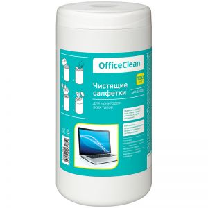 Салфетки чистящие влажные OfficeClean, для мониторов всех типов, в тубе, 100шт. 248261 ― Кнопкару. Саранск