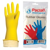 Перчатки хозяйственные латексные, х/б напыление, размер S (малый), желтые, PACLAN Professional. 602488 ― Кнопкару. Саранск