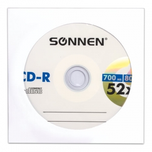 Диск CD-R SONNEN, 700 Mb, 52x, бумажный конверт (1 штука). 512573 ― Кнопкару. Саранск