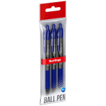 Ручка шариковая автоматическая Berlingo "Classic Pro" 3шт., синяя, 0,7мм, грип, пакет с европодвесом. CBm_70922_3, 305576