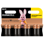 Батарейка Duracell Basic AA (LR06) алкалиновая, 8BL. 5000394006522, 257374