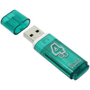 Память Smart Buy "Glossy"  4GB, USB 2.0 Flash Drive, зеленый. SB4GBGS-G, 225103 ― Кнопкару. Саранск
