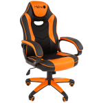Кресло игровое Helmi HL-S16 "Pilot", экокожа, черная/оранжевая, механизм качания. 322025