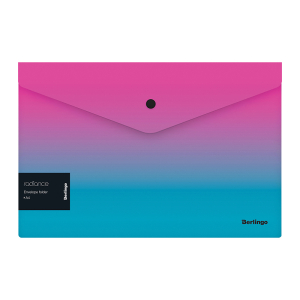 Папка-конверт на кнопке Berlingo "Radiance" А4, 180мкм, розовый/голубой градиент, с рисунком. EFb_A4002,299315 ― Кнопкару. Саранск