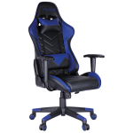 Кресло игровое Helmi HL-G02 "Grand Prix", экокожа, черная/синяя, 2 подушки. 279716