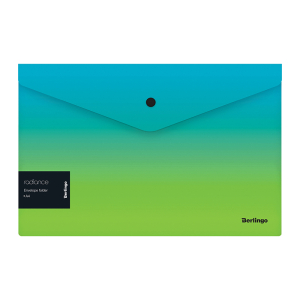 Папка-конверт на кнопке Berlingo "Radiance" А4, 180мкм, голубой/зеленый градиент, с рисунком. EFb_A4003,299316 ― Кнопкару. Саранск