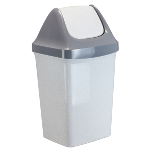 Ведро-контейнер для мусора (урна) Idea "Свинг", 25л, качающаяся крышка, пластик, мраморный. М 2463, 301314 ― Кнопкару. Саранск