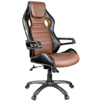 Кресло игровое Helmi HL-S03 "Drift", экокожа черная/коричневая, вставка ткань оранжевая. 274808