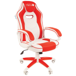 Кресло игровое Helmi HL-S15 "Skyline", экокожа, белая/красная, механизм качания. 322026
