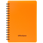 Записная книжка А6 60л., на гребне OfficeSpace "Neon", оранжевая пластиковая обложка.Зк6к60грП_35417, 310421
