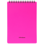 Блокнот А5 60л. на гребне OfficeSpace "Neon", розовая пластиковая обложка. Б5к60грП_35403, 310414