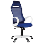 Кресло игровое Helmi HL-S05 "Podium", ткань/сетка синяя, пластик белый. 311368