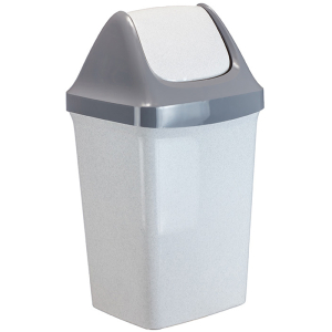 Ведро-контейнер для мусора (урна) Idea "Свинг", 50л, качающаяся крышка, пластик, мраморный. М 2464, 220055 ― Кнопкару. Саранск