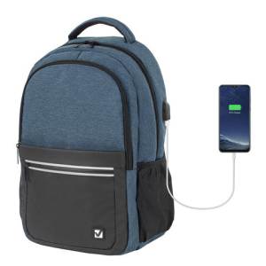 Рюкзак BRAUBERG URBAN универсальный, с отделением для ноутбука, USB-порт, Denver, синий, 46х30х16 см. 229893  ― Кнопкару. Саранск
