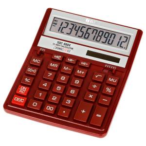 Калькулятор настольный Eleven SDC-888X-RD, 12 разрядов, двойное питание, 158*203*31мм, красный.339225 ― Кнопкару. Саранск