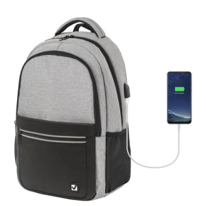 Рюкзак BRAUBERG URBAN универсальный, с отделением для ноутбука, USB-порт, Detroit, серый, 46х30х16 см. 229894 ― Кнопкару. Саранск
