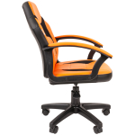 Кресло детское Chairman Kids 110, PL черный, экокожа оранжевая/ткань TW черная, регулир. по высоте. 7049365,312356