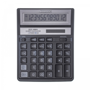 Калькулятор настольный Citizen SDC-888XBK, 12 разрядов, двойное питание, 158*203*31мм, черный. 158171 ― Кнопкару. Саранск
