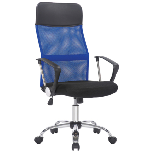 Кресло руководителя Helmi HL-E16 "Content", ткань/сетка/экокожа черная/синяя, хром. 311358 ― Кнопкару. Саранск