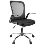 Кресло оператора Helmi HL-M04 "Active", ткань, спинка сетка черн/сиденье TW черн, рег. подлокот, хром. 283160