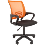 Кресло оператора Helmi HL-M96 R "Airy", спинка сетка оранжевая/сиденье ткань черная, пиастра. 298858