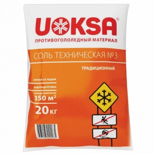 Материал противогололёдный 20 кг UOKSA соль техническая №3, мешок. 607416 ― Кнопкару. Саранск