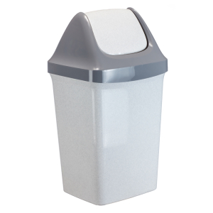 Ведро-контейнер для мусора (урна) Idea "Свинг", 15л, качающаяся крышка, пластик, мраморный. М 2462, 301313 ― Кнопкару. Саранск