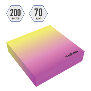 Блок для записи декоративный на склейке Berlingo "Radiance" 8,5*8,5*2см, розовый/желтый, 200л. LNn_00052, 298603 ― Кнопкару. Саранск