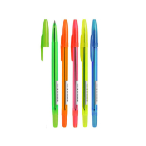 Ручка шариковая СТАММ "511 Neon" синяя, 1,0мм, прозрачный корпус, ассорти. РК10, 324012 ― Кнопкару. Саранск
