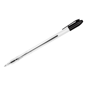 Ручка шариковая СТАММ "VeGa" черная, 0,7мм, прозрачный корпус. РШ108, 324129 ― Кнопкару. Саранск