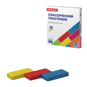 Классический пластилин ErichKrause Basic 10 цветов, 160г (коробка). 50640 ― Кнопкару. Саранск