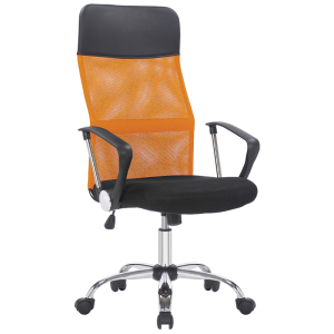Кресло руководителя Helmi HL-E16 "Content", ткань/сетка/экокожа черная/оранжевая, хром. 311359 ― Кнопкару. Саранск