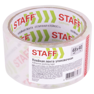 Клейкая лента упаковочная 48 мм x 40 м, прозрачная, толщина 40 микрон, STAFF CLASSIC. 440176 ― Кнопкару. Саранск