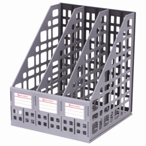 Лоток вертикальный для бумаг BRAUBERG "MAXI Plus", 240 мм, 3 отделения, сетчатый, сборный, серый. 237014 ― Кнопкару. Саранск