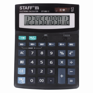 Калькулятор настольный STAFF STF-888-12 (200х150 мм), 12 разрядов, двойное питание. 250149 ― Кнопкару. Саранск
