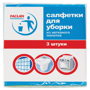 Салфетки универсальные, 30х38 см, КОМПЛЕКТ 3 шт., 90 г/м2, вискоза, PACLAN Professional. 600915 ― Кнопкару. Саранск