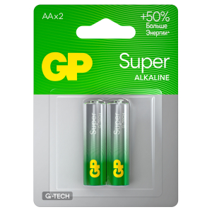 Батарейка GP Super G-Tech AA (LR6) 15A алкалиновая, BC2. GP 15AA21-2CRSBC2, 374881 ― Кнопкару. Саранск