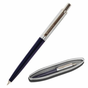 Ручка подарочная шариковая BRAUBERG "Soprano", СИНЯЯ, корпус серебристый с синим, линия письма 0,5 мм. 143484 ― Кнопкару. Саранск
