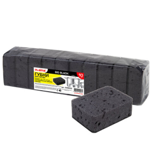 Губки для посуды BIG BLACK 95х70х35 мм КОМПЛЕКТ 10 шт., КРУПНОПОРИСТЫЙ поролон/абразив LAIMA. 608650 ― Кнопкару. Саранск